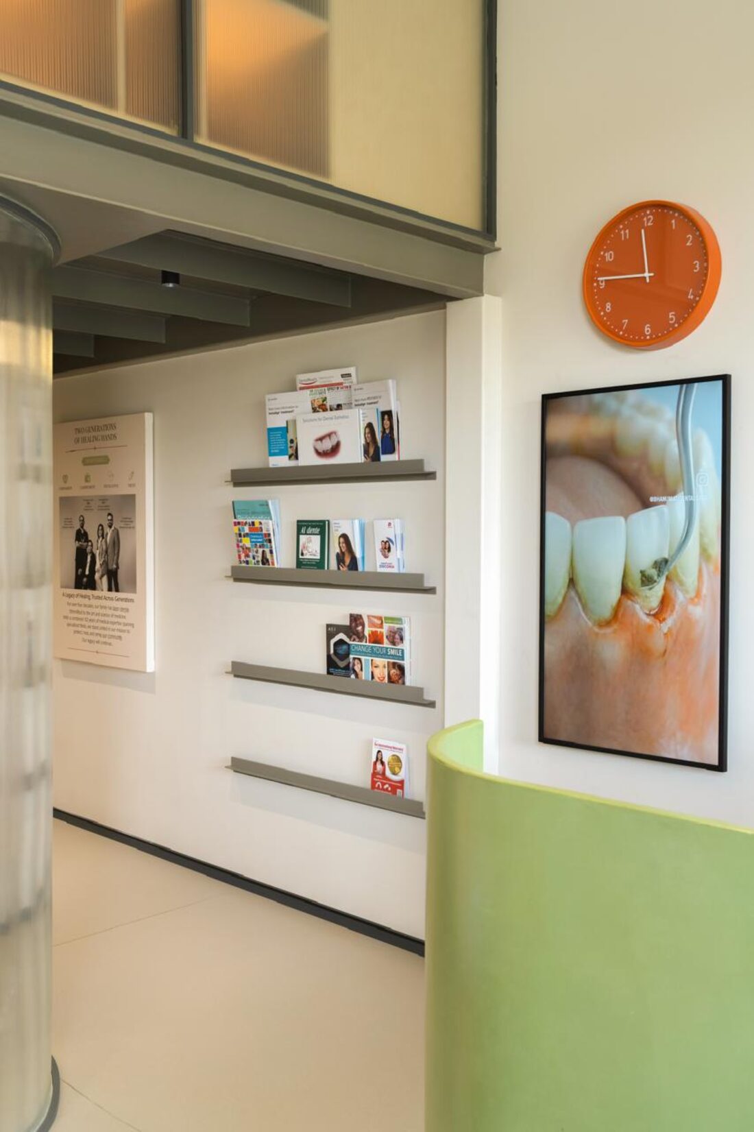Smile Care Clinic reception desk, Surat